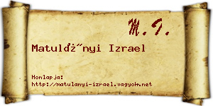 Matulányi Izrael névjegykártya